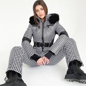 Stylish Black and White Houndstooth Jumpsuit